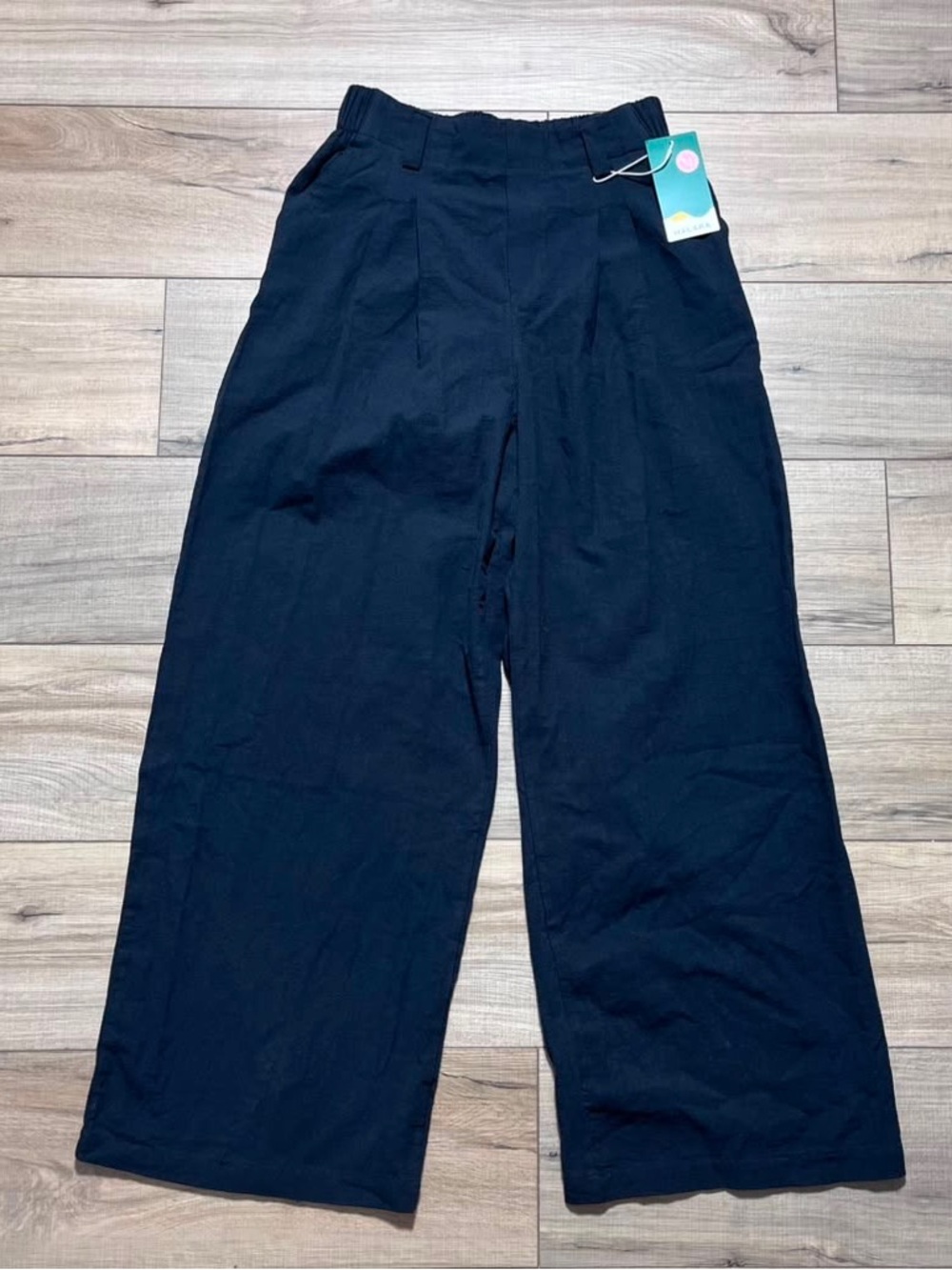 Halara Womens Pleated Wide Leg High Rise Pull On Pants Size Small Black